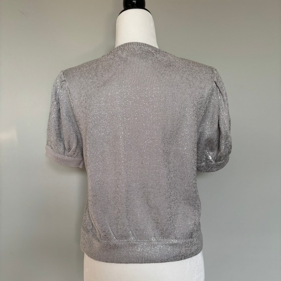 Line The Label Women's Size Medium Cardigan Gray Metallic Knit Office Chic - Picture 6 of 9